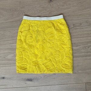 Adam by Adam Lippes Yellow Silk Appliqué Textured Mini Skirt